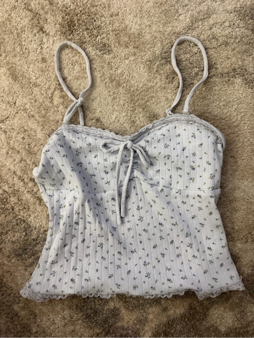 Aeropostale Light Blue Floral Lace-Trim Cami